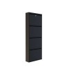 Shoe Cabinet Locking 4 Piece Metal - Black Black