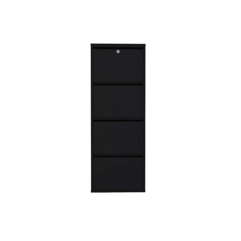 Shoe Cabinet Locking 4 Piece Metal - Black Black