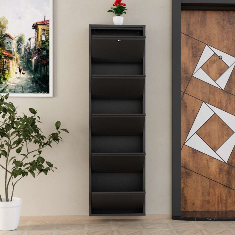 Shoe Cabinet Locking 5 Piece Metal - Anthracite Anthracite