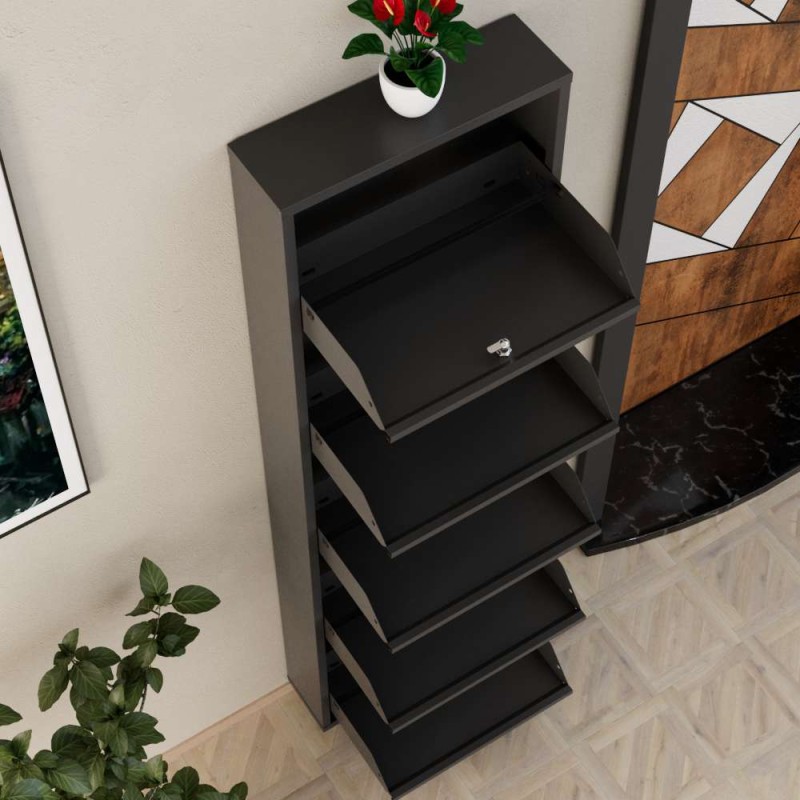 Shoe Cabinet Locking 5 Piece Metal - Anthracite Anthracite