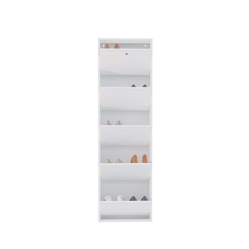 Shoe Cabinet Locking 5 Piece Metal - White White