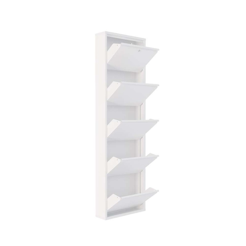 Shoe Cabinet Locking 5 Piece Metal - White White