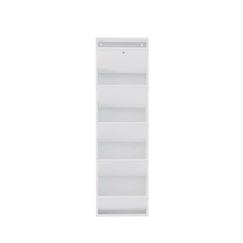 Shoe Cabinet Locking 5 Piece Metal - White White