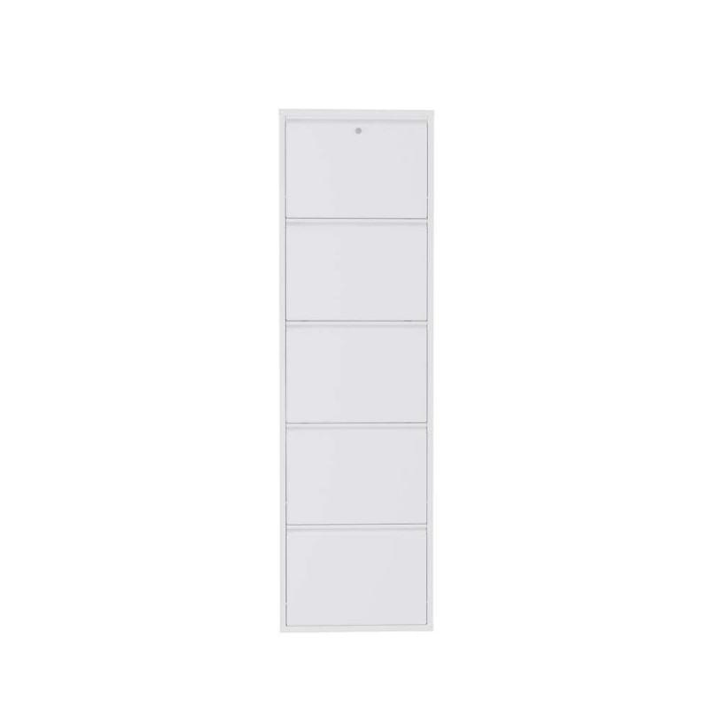 Shoe Cabinet Locking 5 Piece Metal - White White
