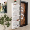 Shoe Cabinet Locking 5 Piece Metal - White White