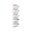 Shoe Cabinet Locking 5 Piece Metal - White White