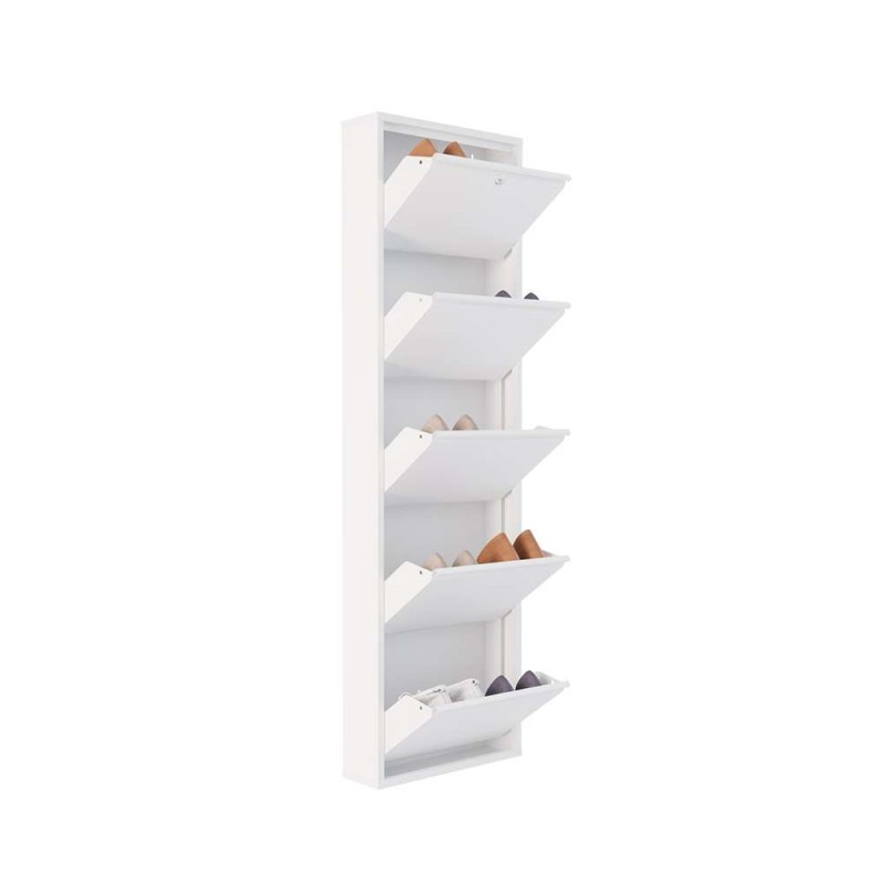 Shoe Cabinet Locking 5 Piece Metal - White White