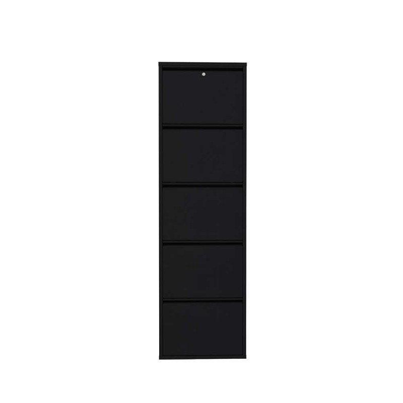 Shoe Cabinet Locking 5 Piece Metal - Black Black