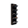 Shoe Cabinet Locking 5 Piece Metal - Black Black
