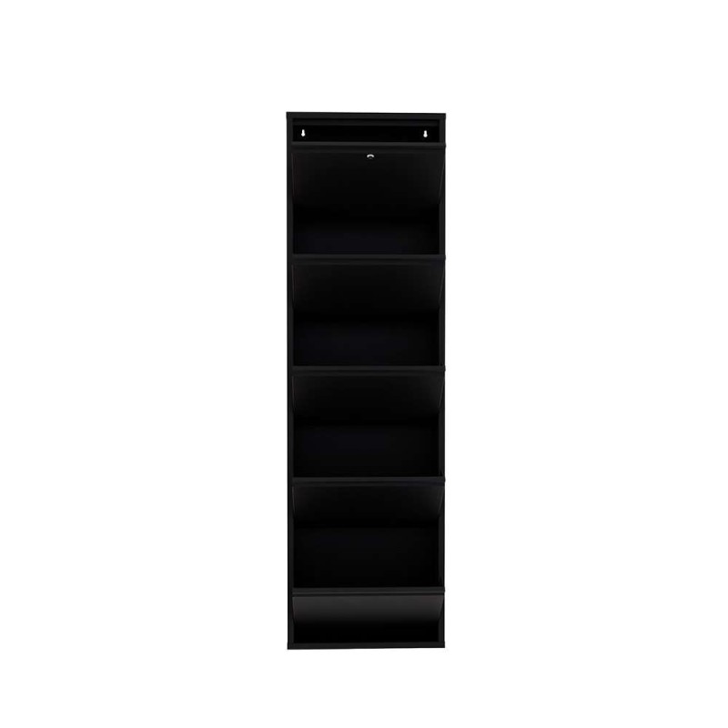 Shoe Cabinet Locking 5 Piece Metal - Black Black