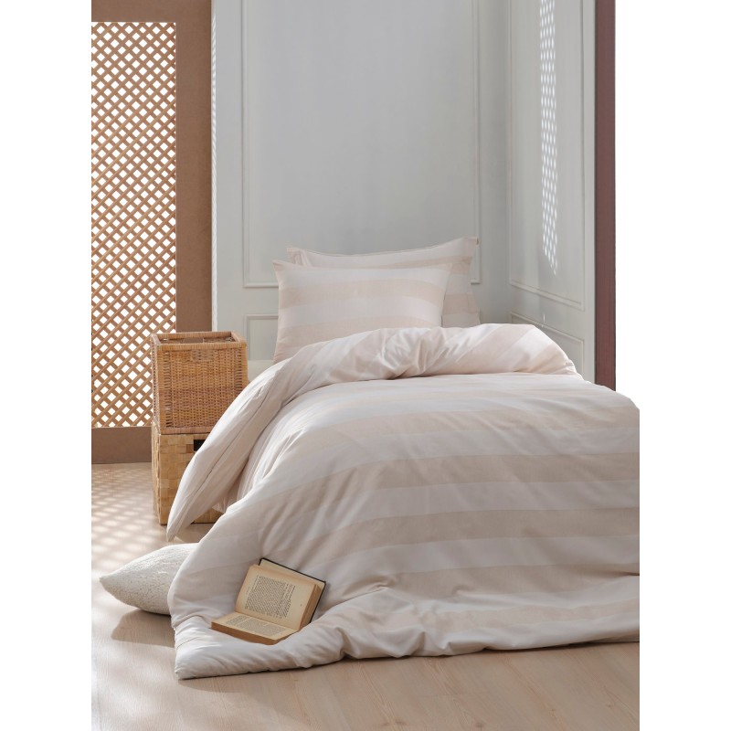 Lessentiel Single Quilt Cover Set Max Yollu Saten - Beige Beige