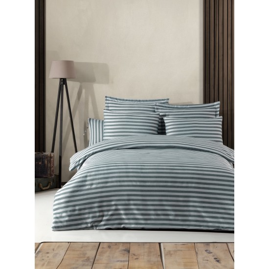 Double Duvet Cover Set Water Yollu Saten - Green Green Lessentiel Double Duvet Cover Set Water Yollu Saten - Green Green