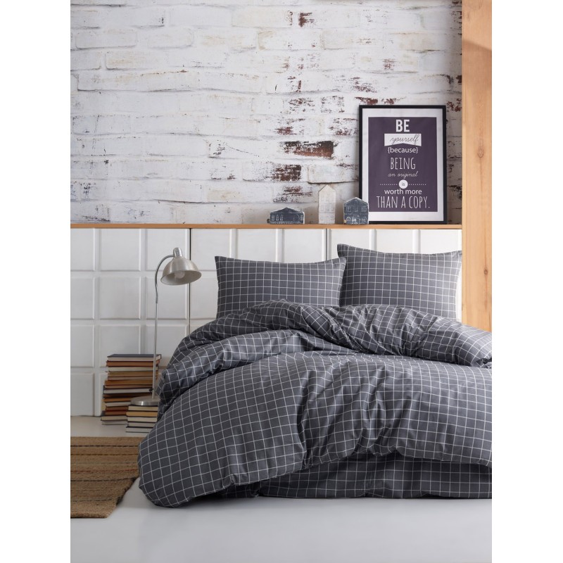 Lessentiel Single Quilt Cover Set Mini Kare - Anthracite Anthracite
