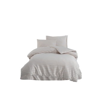 Single Quilt Cover Set Water Yollu Saten - Beige Beige