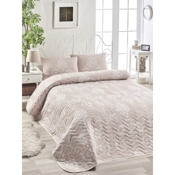 Double Bedspread Set Kraliçe - Mink Mink
White