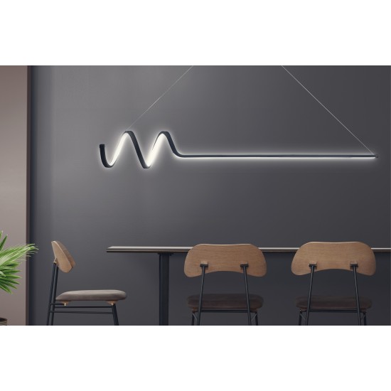 Chandelier Waterwave - Black Body, White Light Black Opviq Chandelier Waterwave - Black Body, White Light Black