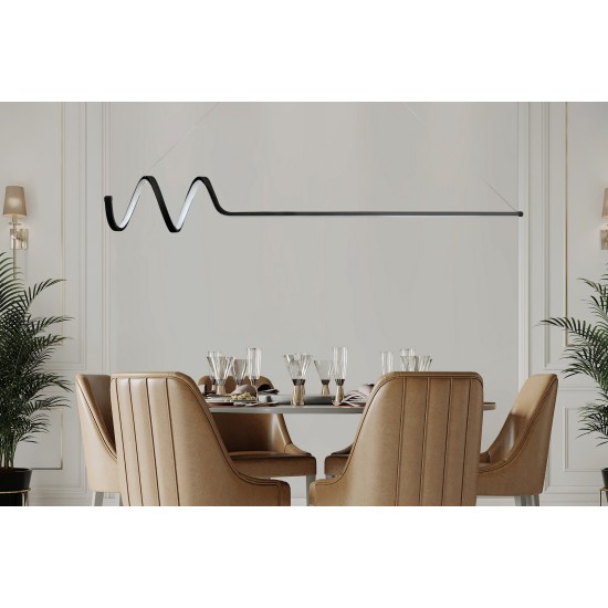 Chandelier Waterwave - Black Body, White Light Black Opviq Chandelier Waterwave - Black Body, White Light Black