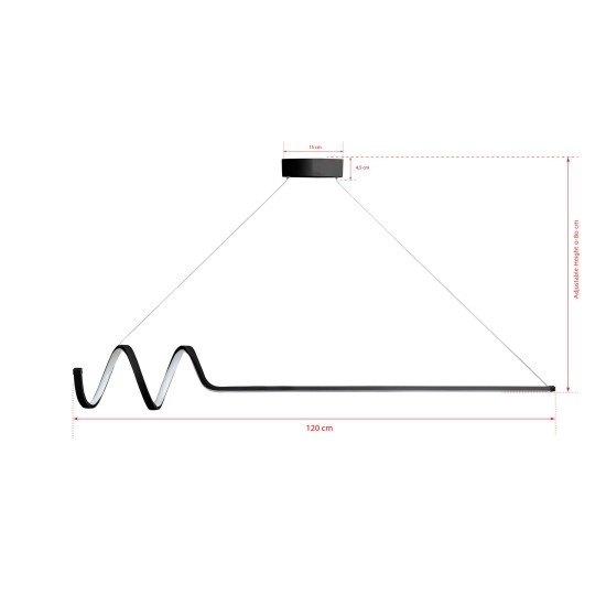 Chandelier Waterwave - Black Body, White Light Black Opviq Chandelier Waterwave - Black Body, White Light Black