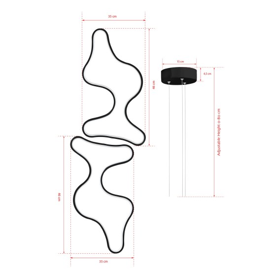 Chandelier Duple Artisan - Black Body, Yellow Light Black Opviq Chandelier Duple Artisan - Black Body, Yellow Light Black