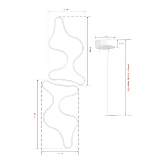 Chandelier Duple Artisan - White Body, White Light White Opviq Chandelier Duple Artisan - White Body, White Light White