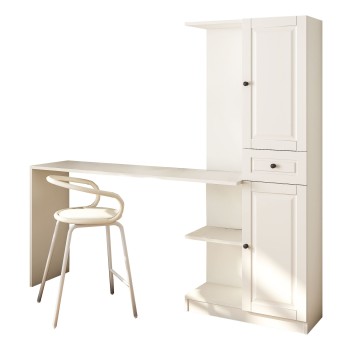 Study Desk & Bookshelf Rb-021 Matte White