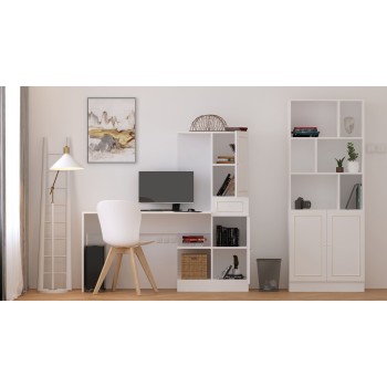 Study Desk & Bookshelf Rb-087 Matte White