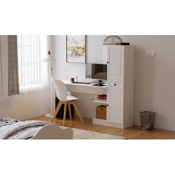 Study Desk & Bookshelf Rb-116 Matte White