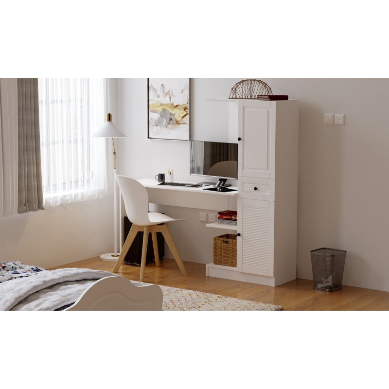 Study Desk & Bookshelf Rb-116 Matte White