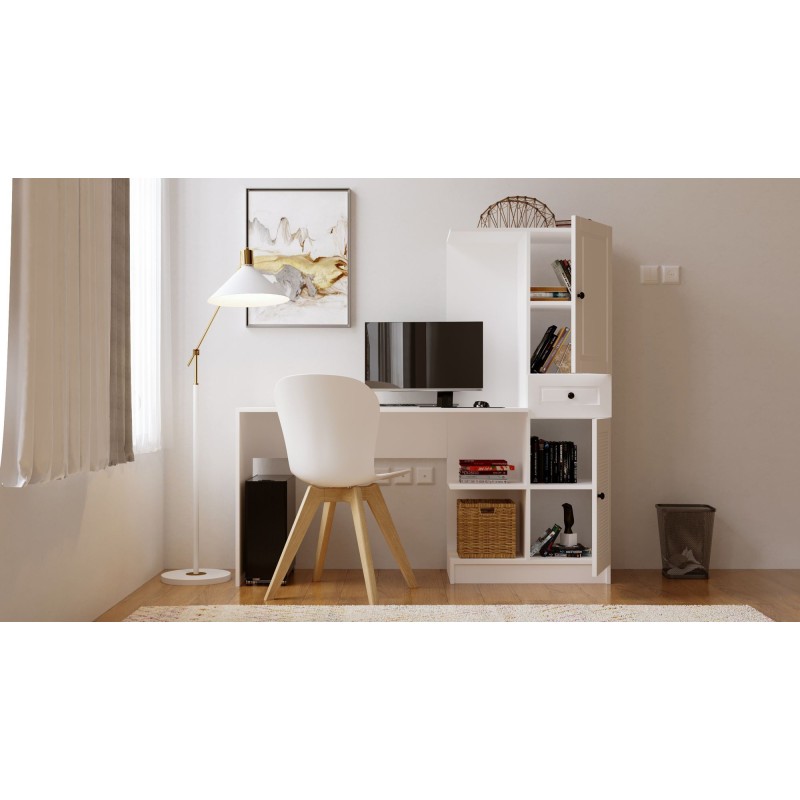Study Desk & Bookshelf Rb-116 Matte White