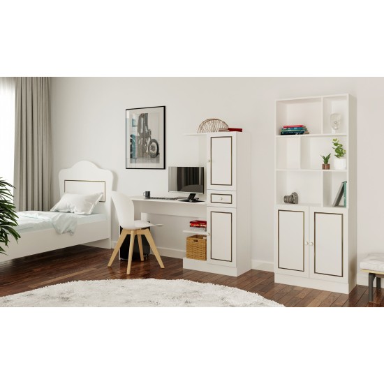 Study Desk & Bookshelf Rb-116 Matte White Study Desk & Bookshelf Rb-116 Matte White