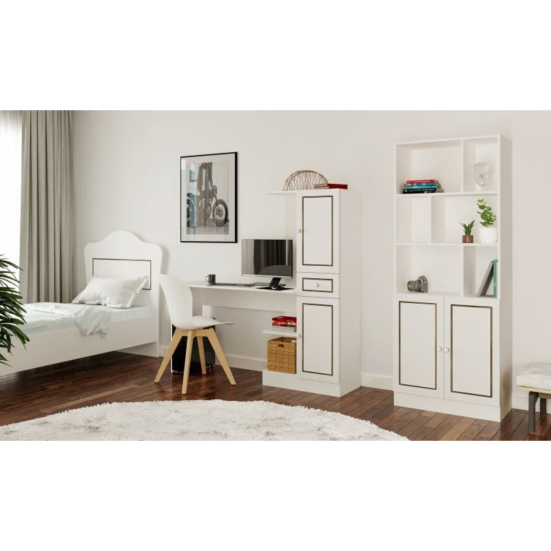 Study Desk & Bookshelf Rb-116 Matte White