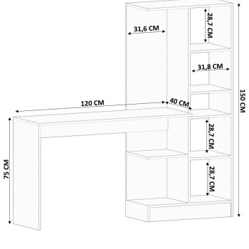 Study Desk & Bookshelf Rb-116 Matte White