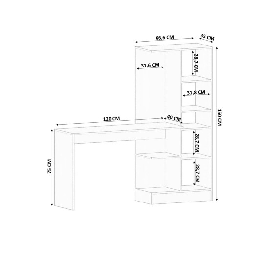 Study Desk & Bookshelf Rb1000401557 Matte White Study Desk & Bookshelf Rb1000401557 Matte White