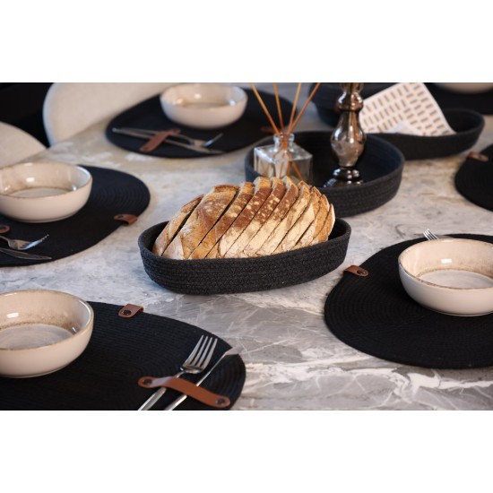 Cotton Bread Basket Set (4 Pieces) JUT01001108D Black Aberto Design Cotton Bread Basket Set (4 Pieces) JUT01001108D Black