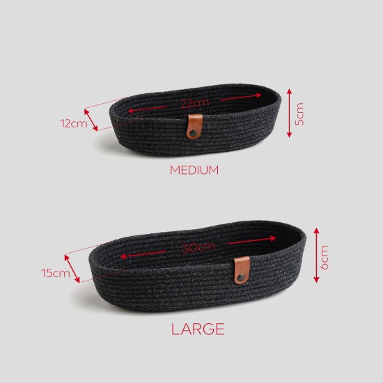 Cotton Bread Basket Set (4 Pieces) JUT01001108D Black Aberto Design Cotton Bread Basket Set (4 Pieces) JUT01001108D Black