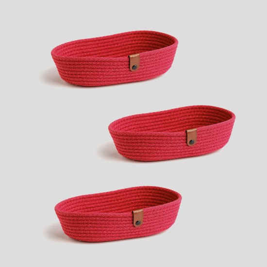 Aberto Design Cotton Bread Basket Set (3 Pieces) JUT01002101D Red