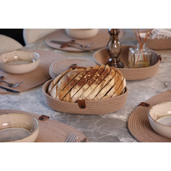 Cotton Bread Basket Set (3 Pieces) JUT01002128D Beige Aberto Design Cotton Bread Basket Set (3 Pieces) JUT01002128D Beige