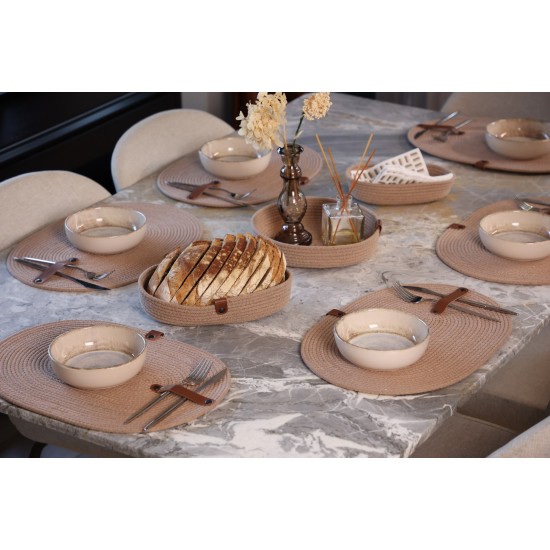 Cotton Bread Basket Set (3 Pieces) JUT01002128D Beige Aberto Design Cotton Bread Basket Set (3 Pieces) JUT01002128D Beige