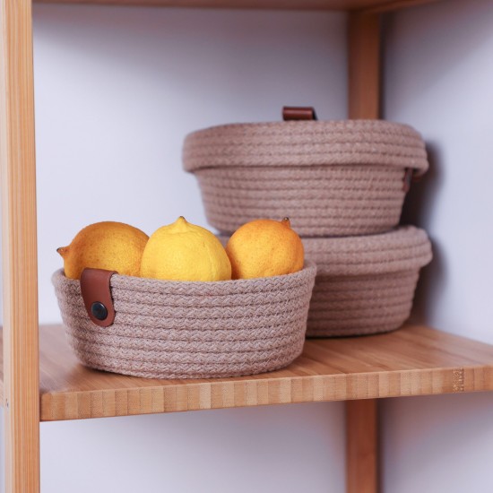 Aberto Design Cotton Basket Set (3 Pieces) JUT02001128D Beige