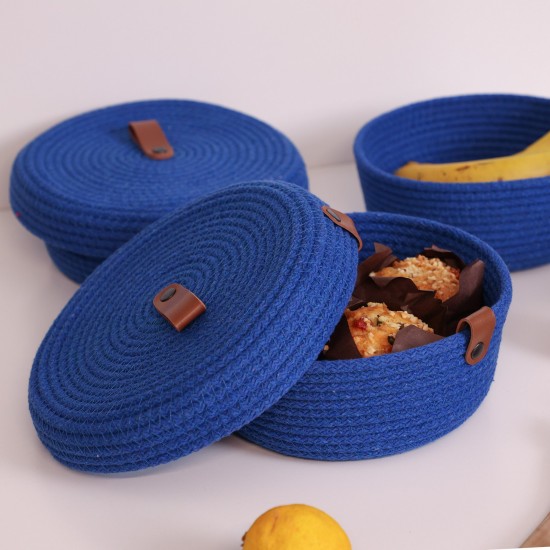 Aberto Design Cotton Basket Set (3 Pieces) JUT02002102D Blue