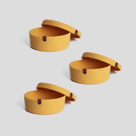 Aberto Design Cotton Basket Set (3 Pieces) JUT02002105D Yellow
