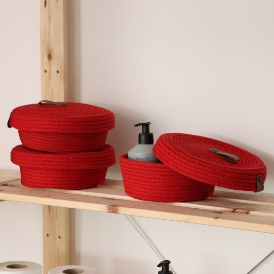 Aberto Design Cotton Basket Set (3 Pieces) JUT02002201D Red