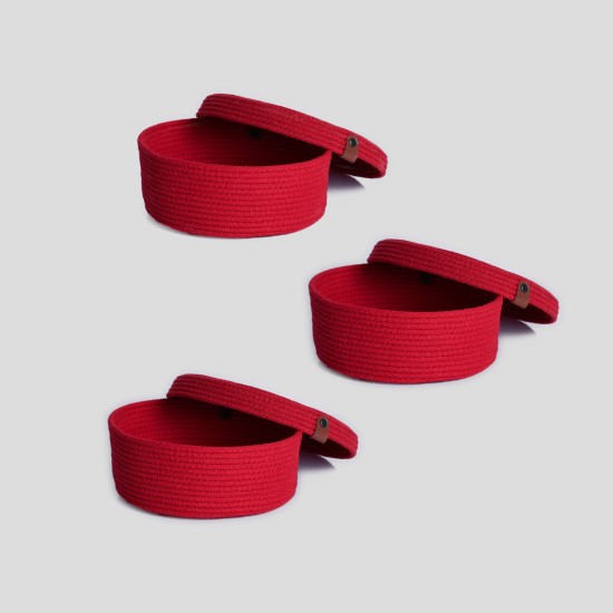 Aberto Design Cotton Basket Set (3 Pieces) JUT02002201D Red