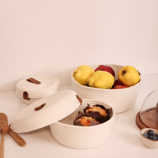 Cotton Basket Set (3 Pieces) JUT02005127D Ecru Aberto Design Cotton Basket Set (3 Pieces) JUT02005127D Ecru