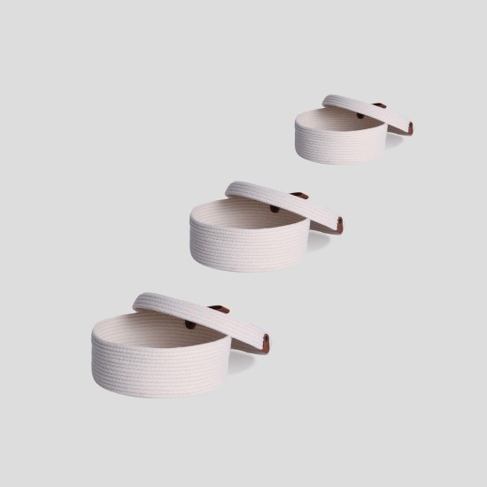 Cotton Basket Set (3 Pieces) JUT02005127D Ecru Aberto Design Cotton Basket Set (3 Pieces) JUT02005127D Ecru