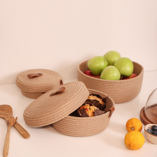 Cotton Basket Set (3 Pieces) JUT02005128D Beige Aberto Design Cotton Basket Set (3 Pieces) JUT02005128D Beige