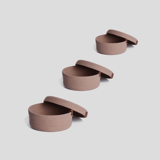 Cotton Basket Set (3 Pieces) JUT02005128D Beige Aberto Design Cotton Basket Set (3 Pieces) JUT02005128D Beige