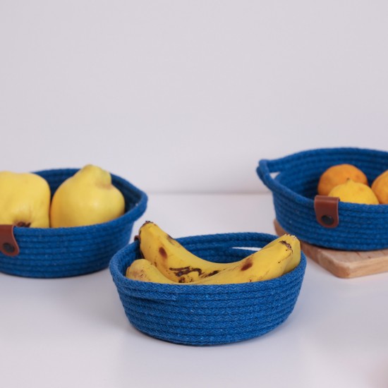 Aberto Design Cotton Basket Set (3 Pieces) JUT05001102D Blue
