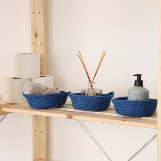 Aberto Design Cotton Basket Set (3 Pieces) JUT05001102D Blue