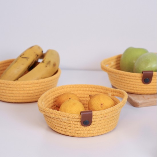 Aberto Design Cotton Basket Set (3 Pieces) JUT05001105D Yellow